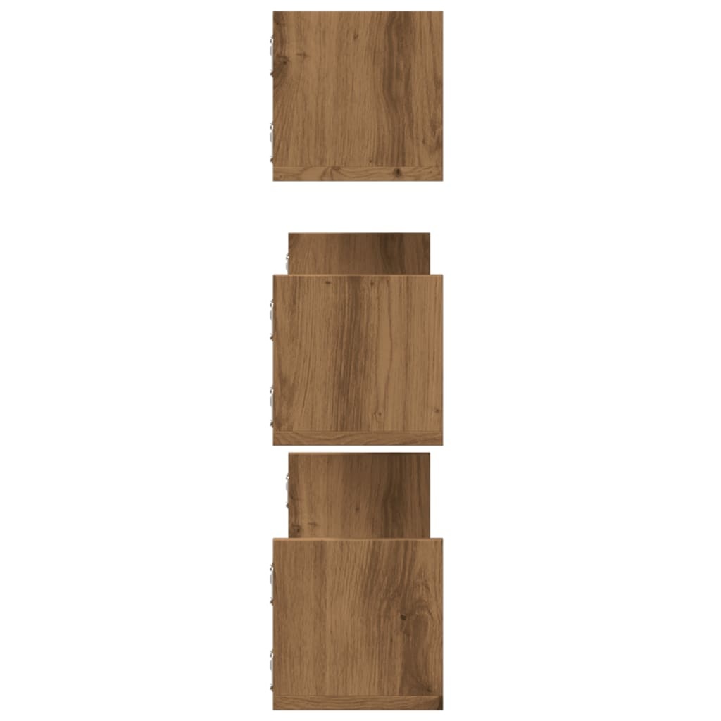 VidaXL Wandschappen 3 st 80x18x18 cm bewerkt hout artisanaal eiken