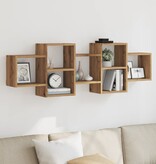 VidaXL Wandschap 129x18x42 cm bewerkt hout artisanaal eikenkleurig