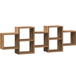 VidaXL Wandschap 129x18x42 cm bewerkt hout artisanaal eikenkleurig