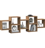 VidaXL Wandschap 129x18x42 cm bewerkt hout artisanaal eikenkleurig