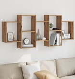 VidaXL Wandschap 159x18x65 cm bewerkt hout artisanaal eikenkleurig