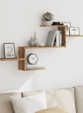 VidaXL Wandschap 104x15x49 cm bewerkt hout artisanaal eikenkleurig