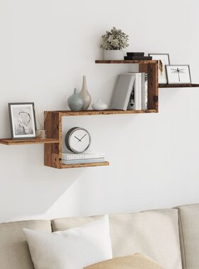 VidaXL Wandschap 104x15x49 cm bewerkt hout oud houtkleurig