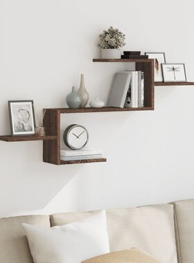 VidaXL Wandschap 104x15x49 cm bewerkt hout bruin eikenkleurig