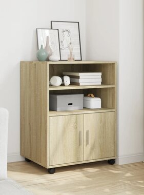 VidaXL Rolkast 60x48x81 cm bewerkt hout sonoma eikenkleurig