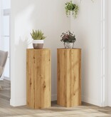 VidaXL Plantenstandaards 2 st 25x25x80 cm hout artisanaal eikenkleurig