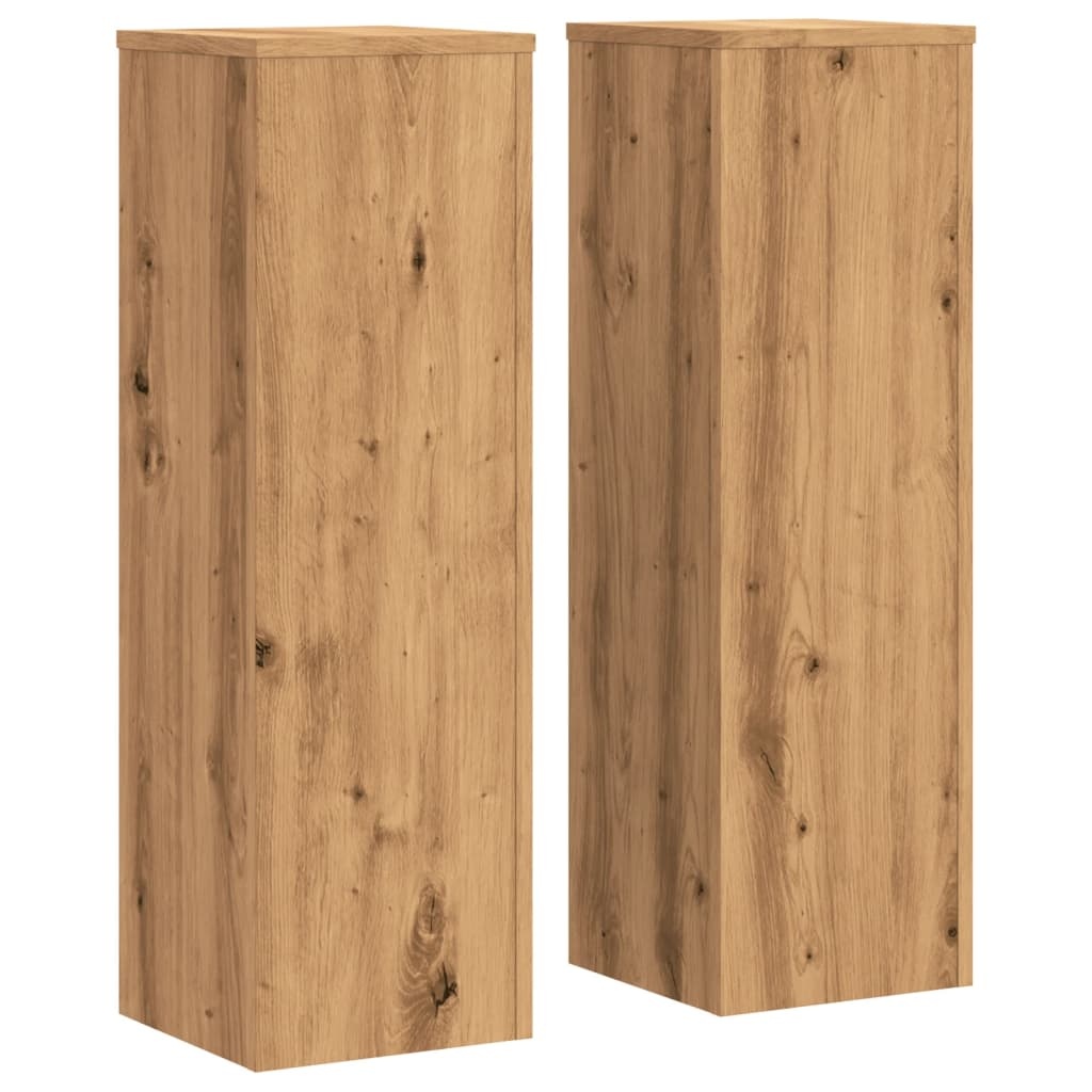 VidaXL Plantenstandaards 2 st 25x25x80 cm hout artisanaal eikenkleurig