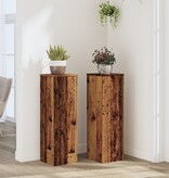 VidaXL Plantenstandaards 2 st 25x25x80 cm bewerkt hout oud houtkleurig