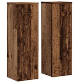 VidaXL Plantenstandaards 2 st 25x25x80 cm bewerkt hout oud houtkleurig