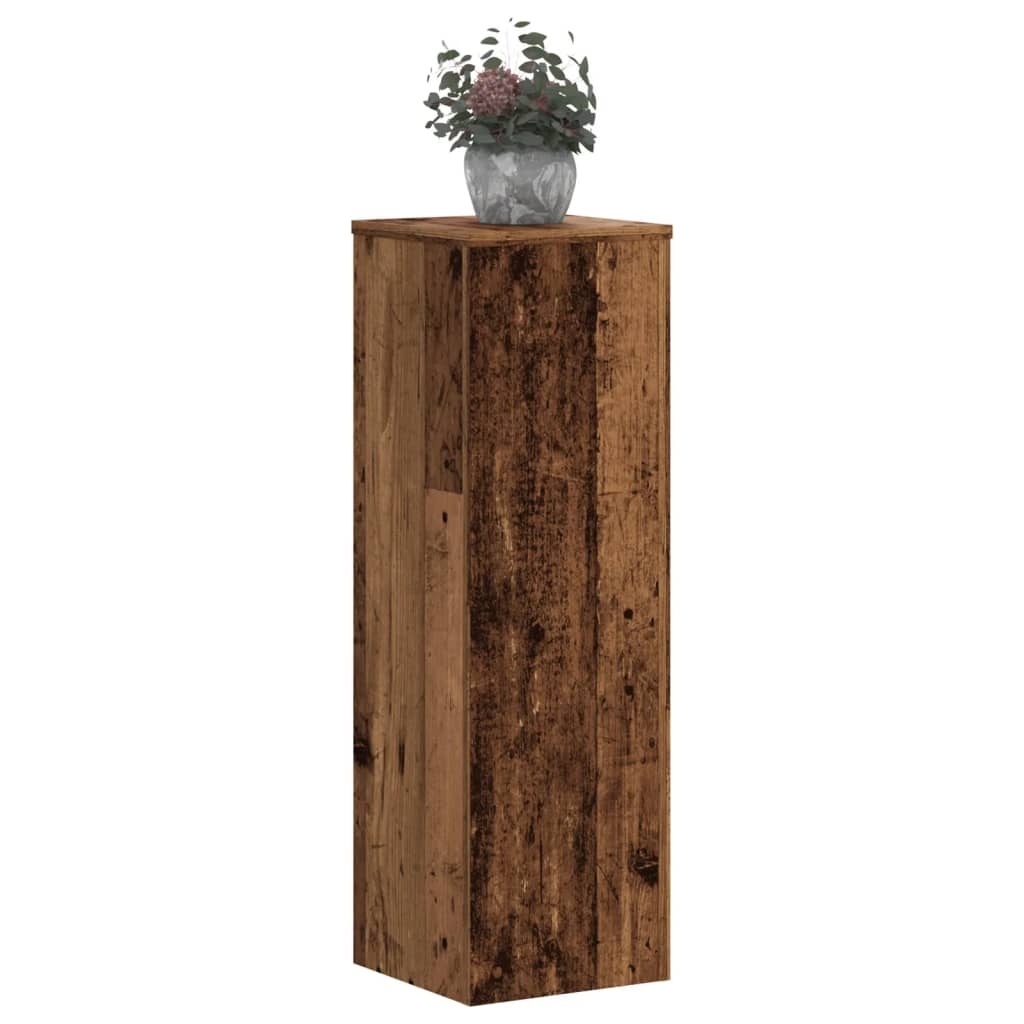 VidaXL Plantenstandaards 2 st 25x25x80 cm bewerkt hout oud houtkleurig