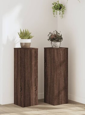 VidaXL Plantenstandaards 2 st 25x25x80 cm bewerkt hout bruin eiken