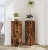 VidaXL Plantenstandaards 2 st 25x25x80 cm bewerkt hout gerookt eiken