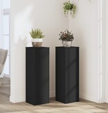 VidaXL Plantenstandaards 2 st 25x25x80 cm bewerkt hout zwart