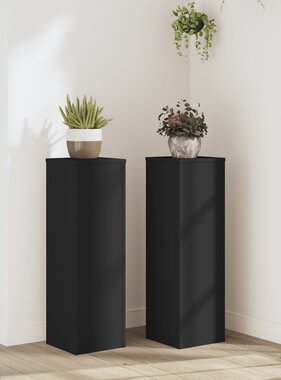 VidaXL Plantenstandaards 2 st 25x25x80 cm bewerkt hout zwart