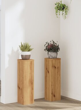 VidaXL Plantenstandaards 2 st 17x17x60 cm hout artisanaal eikenkleurig