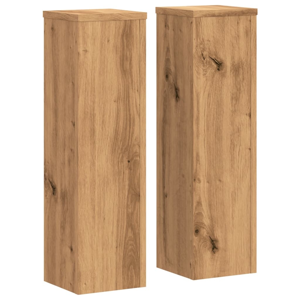 VidaXL Plantenstandaards 2 st 17x17x60 cm hout artisanaal eikenkleurig