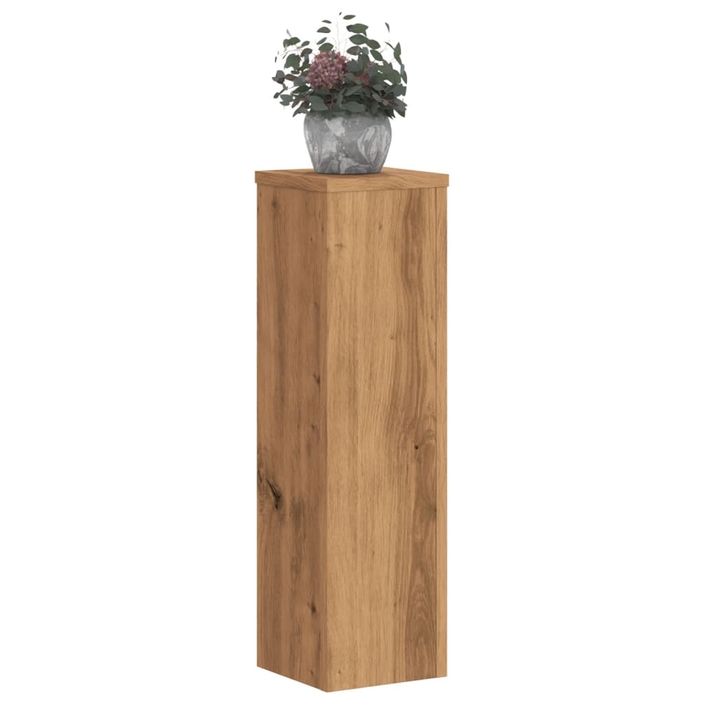 VidaXL Plantenstandaards 2 st 17x17x60 cm hout artisanaal eikenkleurig