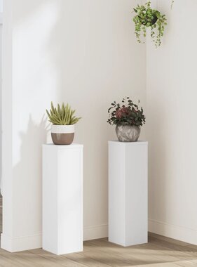 VidaXL Plantenstandaards 2 st 17x17x60 cm bewerkt hout wit