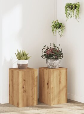 VidaXL Plantenstandaards 2 st 30x30x50 cm hout artisanaal eiken