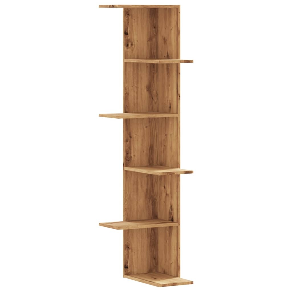 VidaXL Hoekwandschap 36,5x36,5x140 cm bewerkt hout artisanaal eiken