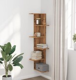 VidaXL Hoekwandschap 36,5x36,5x140 cm bewerkt hout artisanaal eiken