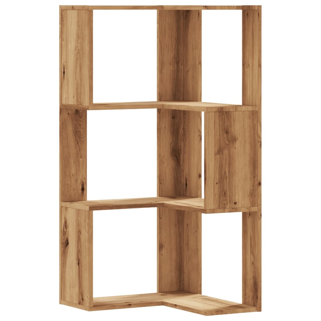 VidaXL Boekenkast 3-laags hoek 50x50x102 cm hout artisanaal eikenkleur