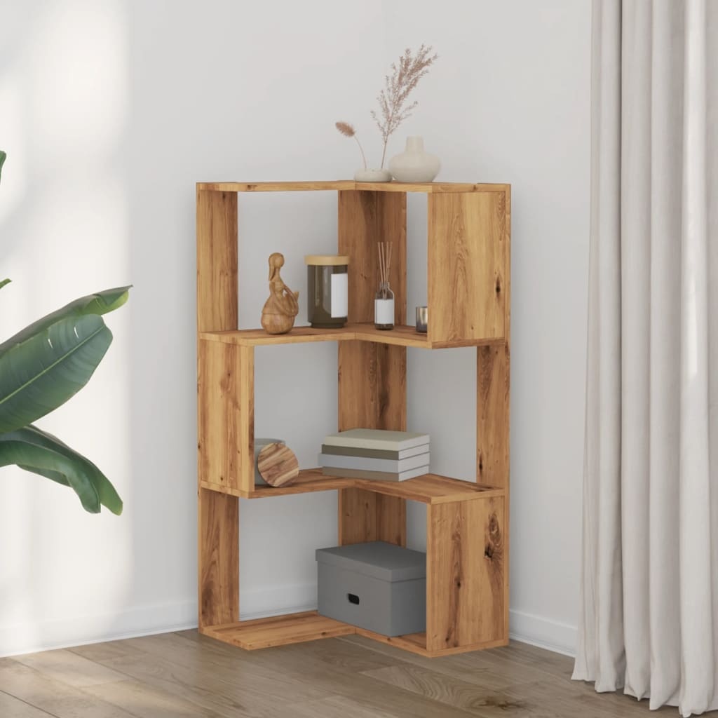 VidaXL Boekenkast 3-laags hoek 50x50x102 cm hout artisanaal eikenkleur