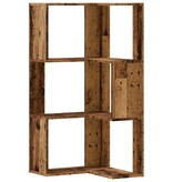 VidaXL Boekenkast 3-laags hoek 50x50x102 cm bewerkt hout oud houtkleur
