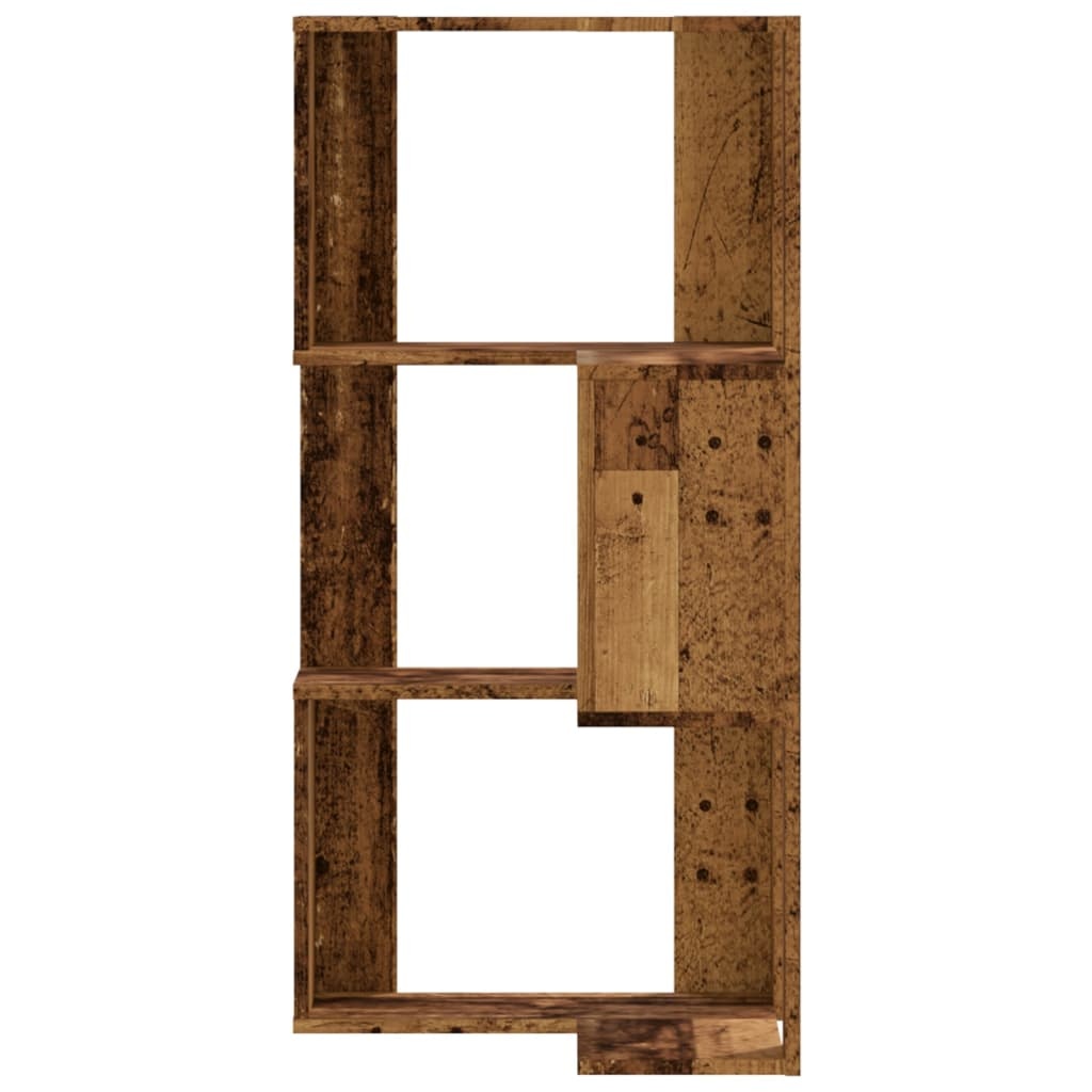 VidaXL Boekenkast 3-laags hoek 50x50x102 cm bewerkt hout oud houtkleur