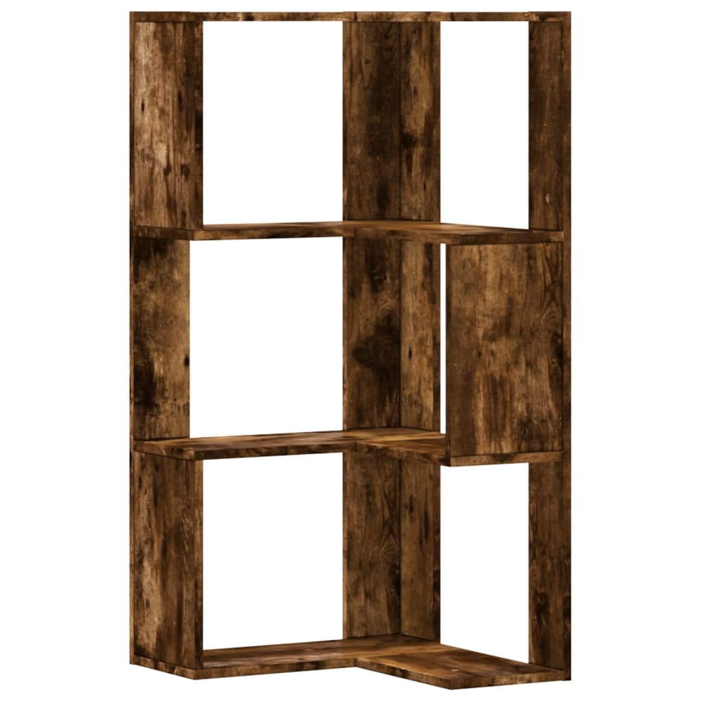 VidaXL Boekenkast 3-laags hoek 50x50x102 cm bewerkt hout gerookt eiken