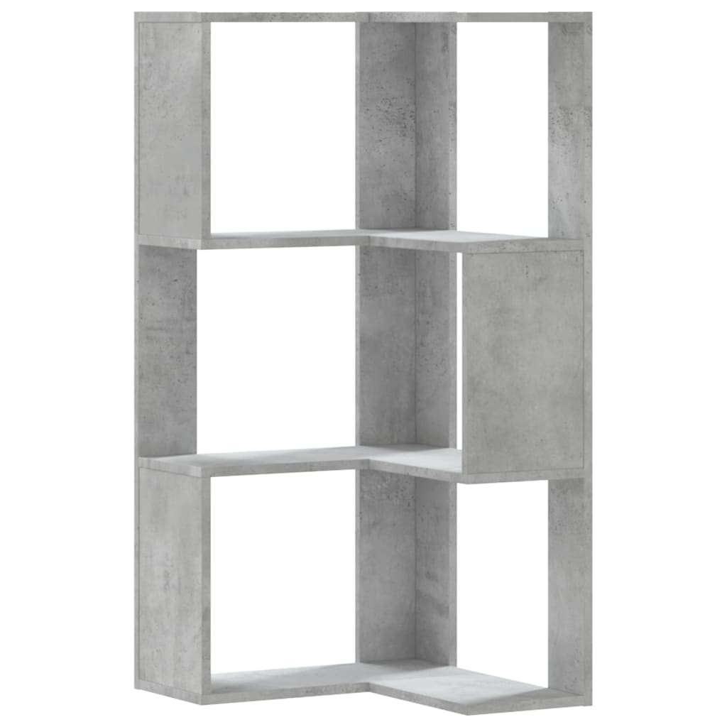 VidaXL Boekenkast 3-laags hoek 50x50x102 cm bewerkt hout betongrijs