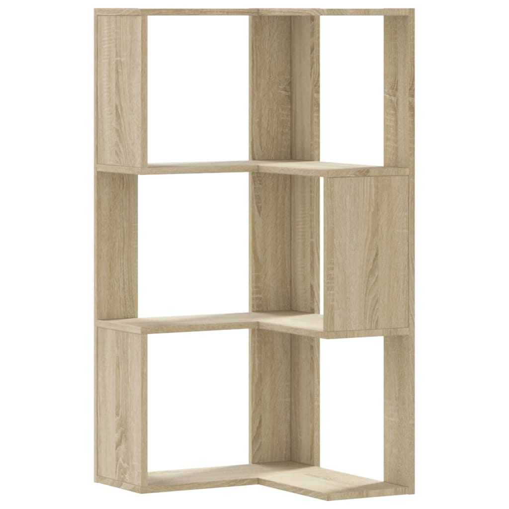 VidaXL Boekenkast 3-laags hoek 50x50x102 cm bewerkt hout sonoma eiken