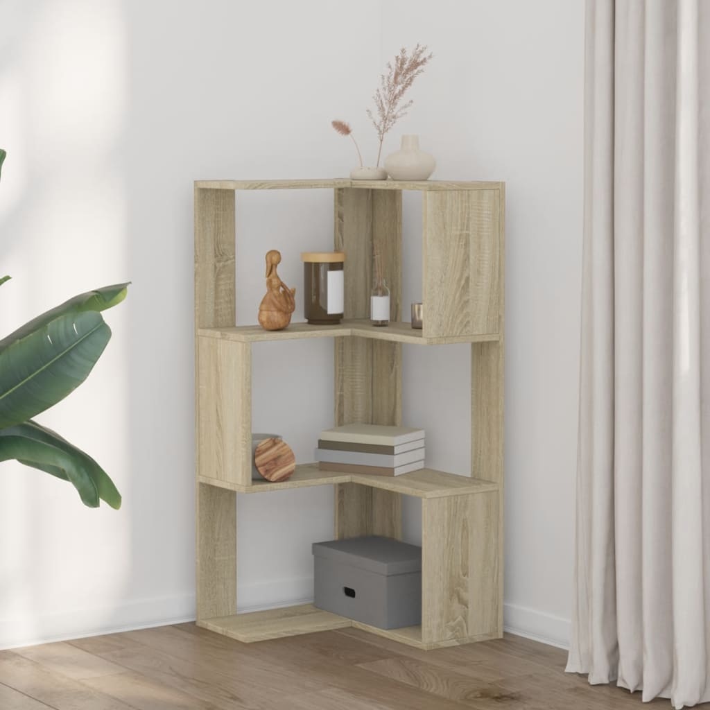 VidaXL Boekenkast 3-laags hoek 50x50x102 cm bewerkt hout sonoma eiken
