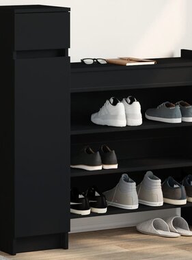 VidaXL Schoenenkast 100,5x28x100 cm bewerkt hout zwart