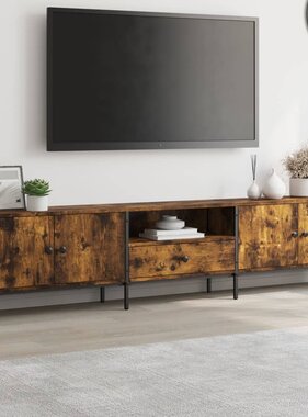 VidaXL Tv-meubel met lade 200x25x44 cm bewerkt hout gerookt eikenkleur