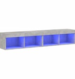 VidaXL Tv-meubels met LED-verlichting 2 st 80x30x30 cm betongrijs