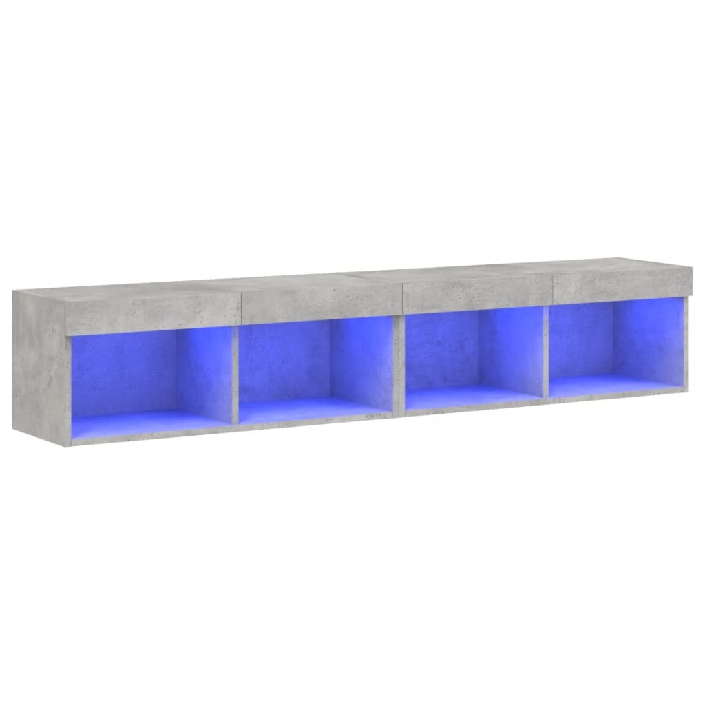 VidaXL Tv-meubels met LED-verlichting 2 st 80x30x30 cm betongrijs