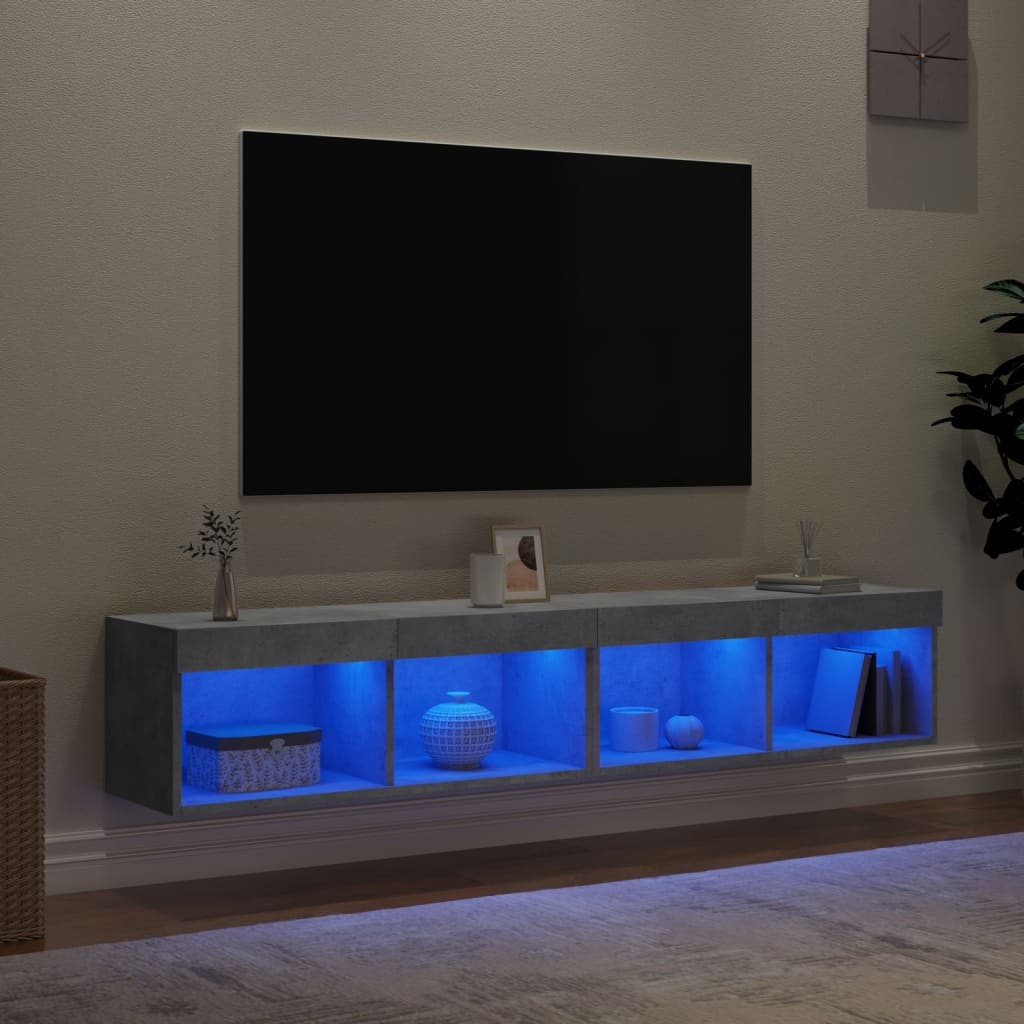 VidaXL Tv-meubels met LED-verlichting 2 st 80x30x30 cm betongrijs