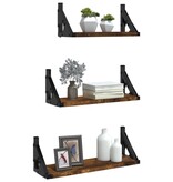 VidaXL 3-delige Wandschappenset bewerkt hout gerookt eikenkleurig