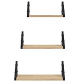 VidaXL 3-delige Wandschappenset bewerkt hout sonoma eikenkleurig