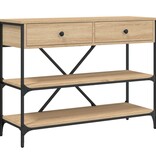 VidaXL Wandtafel met lades en schappen bewerkt hout sonoma eikenkleur