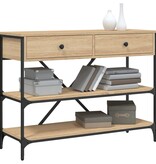 VidaXL Wandtafel met lades en schappen bewerkt hout sonoma eikenkleur