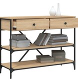 VidaXL Wandtafel met lades en schappen bewerkt hout sonoma eikenkleur