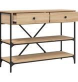 VidaXL Wandtafel met lades en schappen bewerkt hout sonoma eikenkleur