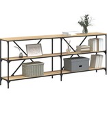 VidaXL Wandtafel 200x30x75 cm bewerkt hout en ijzer sonoma eikenkleur