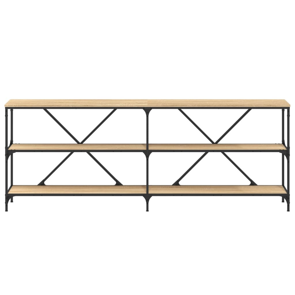 VidaXL Wandtafel 200x30x75 cm bewerkt hout en ijzer sonoma eikenkleur