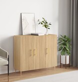 VidaXL Dressoir 90x34x80 cm bewerkt hout sonoma eikenkleurig