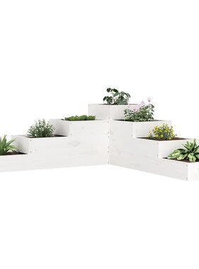 VidaXL Plantenbak 4-laags 106x104,5x36 cm massief grenenhout wit