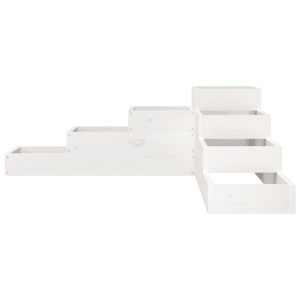 VidaXL Plantenbak 4-laags 106x104,5x36 cm massief grenenhout wit