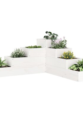 VidaXL Plantenbak 4-laags 80,5x79x36 cm massief grenenhout wit